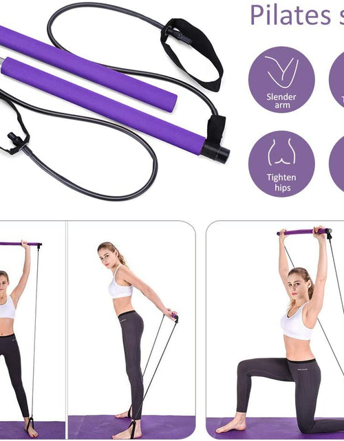 Load image into Gallery viewer, Adjustable Pilates Bar Kit Resistance Band Exercise Stick Toning Gym
